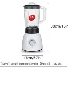 SOKANY 1 Stück SK185 Multifunktions-Mixer 500W 2-in-1 1,6 Liter Eiszerkleinerer Lebensmittelverarbeiter, Kaffee-/Gewürzmühle, Milchshake-Mixer für Milchshakes und Milchshakes - Schwarz