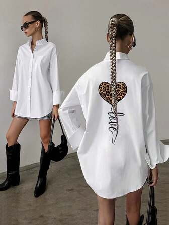 ELVA Women's Solid Color Loose Long Sleeve Shirt, Comfortable For Business Interview, Commuting, Casual, Minimalist & Elegant, Suitable For Back To School Season, Spring/Summer/Autumn. Ideal For Valentine's Day, New Year