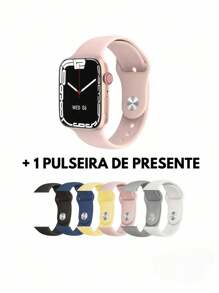 Smart Watch Smartwatch S9 Pro App Laxasfit Bluetooth + 1 Gift Bracelet Heart Rate Magnetic Charging Immediate Shipping - 粉色 - 查看 1