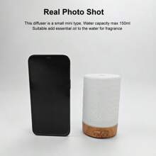 1 Pc 150ml Ultrasonic Mini Air Humidifier Aromatherapy Essential Oil Diffuser USB Powered Auto Shut Off Timer Ultra Quiet Cracked Cover White Yellow Dark Woodgrain For Home, Office, Yoga, Bedroom