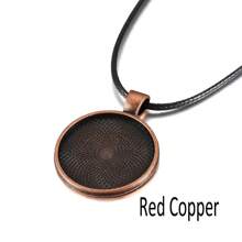 5 pièces/paquet Cadre de pendentif de 25 mm avec cordon de cire, base de cabochon rond vide pour DIY, accessoires de bijoux de collier