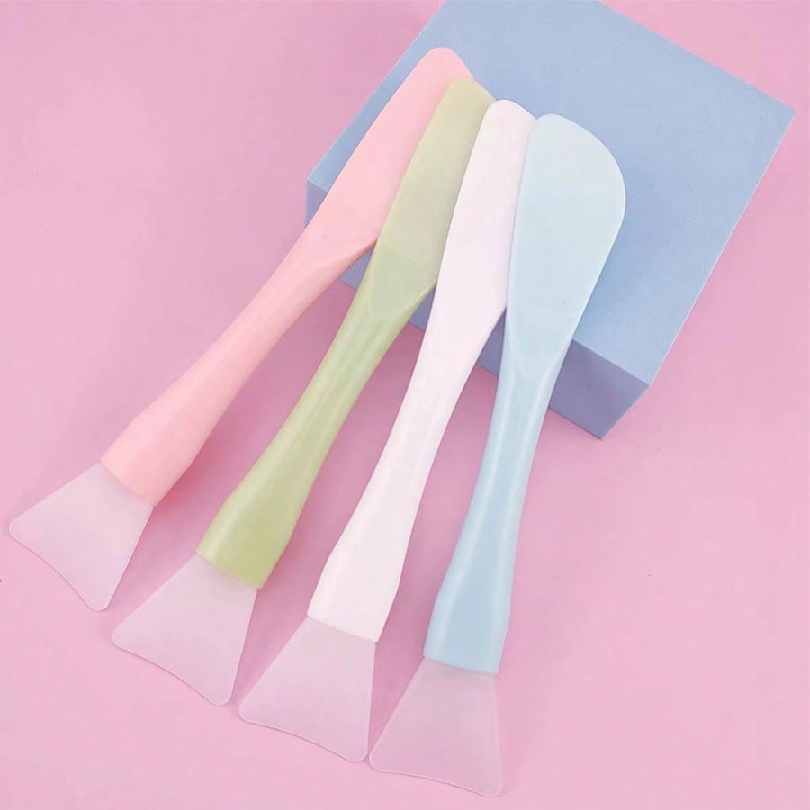 4/1pcs Silicone Face Mask Brush With Spatula, 2-In-1 DIY Mud Mask Mixing Beauty Tool