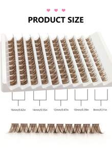100pcs D Curl Brown DIY Cluster Lashes, Easy-Apply Individual Lash Extensions, Reusable Eyelash Clusters