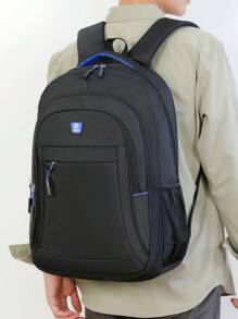 Large Capacity Durable Travel Backpack, Men's Laptop Bag, High Capacity, School/Commute Backpack With Laptop Compartment, Adjustable Shoulder Straps, Zipper Closure, Ideal For Travel, School And Commute, Multi-Functional Handbag