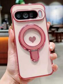 New Luxury Fashion Candy Color Mobile Phone Case With Heart Side Bracket For Pixel9 Pro XL /9A /9 /9 Pro /8 Pro /8 /8A /7A Waterproof Shockproof Anti-Fall Scratch Resistant