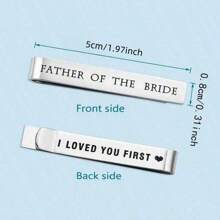 1pc Groom Wedding Tie Clip, Silver Color English Letter Text, Stainless Steel Material - Tie Clip - View 2