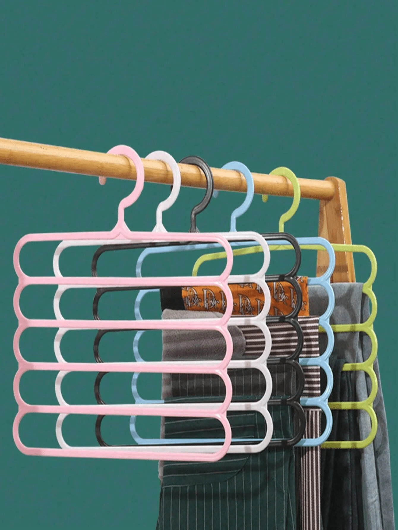 1pc 5-Layer Wardrobe Organizer, Scarf, Pants And Tie Rack, Hair Clip Storage Organizer - White - View 1