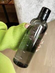 1pc Plastic Water Bottle, Sports Water Bottle With Time Scale, Portable Transparent Plastic Water Bottle For Outdoor Sports, Gym, Office, Travel, Motivational Water Bottle - Square Fashionable Design, Suitable For Students/Adults