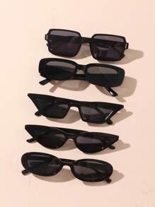 5 Pairs Of Teen Fashion Black Glasses For Holiday Seaside Street Photography Accessories