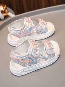 1 par de sandalias deportivas de moda para niños y niñas pequeños, zapatos casuales antideslizantes para exterior, sandalias para bebés - Blanco - Ver 3
