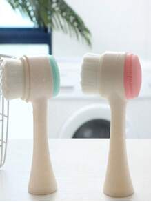 1 件装硅胶洗脸刷，手动洁面刷，软毛，双面按摩刷 - 粉色 - 查看 1