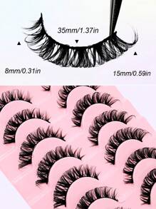 Rikuaild 10 对 D 卷俄罗斯条状睫毛猫眼蓬松仿貂睫毛 3D 假睫毛俄罗斯卷翘睫毛戏剧纤长狐狸眼提升效果睫毛条状睫毛、睫毛、睫毛、假睫毛