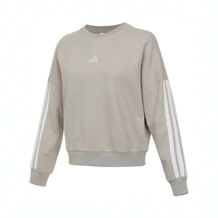 Adidas 2025 女士 3S FT SWT 运动衫/套头衫 针织连帽运动衫 JE0014 - 棕色 - 查看 1