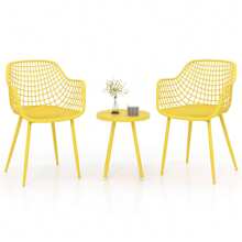 Lifezeal 3 Piece Patio Bistro Set All Weather Heavy Duty Table And Chairs Set Of 2 Black/Yellow - Yellow - View 2