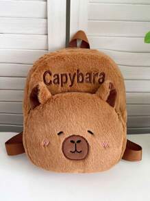 1 件蓬松柔软可爱水豚背包。轻便时尚斜挎包。便携式个性化单肩包。 - 棕色 - 查看 5