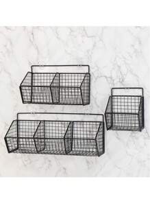 1pc,Piece Wall Mounted Kitchen Storage Basket - Multi-Functional Rack Organizer For Vegetables, Garlic, Onions - Durable Metal Shelf Case - Suitable For Small Kitchen And Bathroom Storage, No Battery Required, Made Of Other Materials(Please Observe The Size Information Carefully)