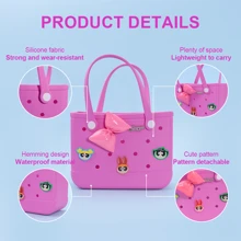 Miniso Bolso de mano con diseño famoso en internet de Las Chicas Superpoderosas, portátil para compras/viajes, bolso de hombro con diseño lindo y de moda, regalo perfecto, material EVA (1 pieza) - Rosa - Ver 9