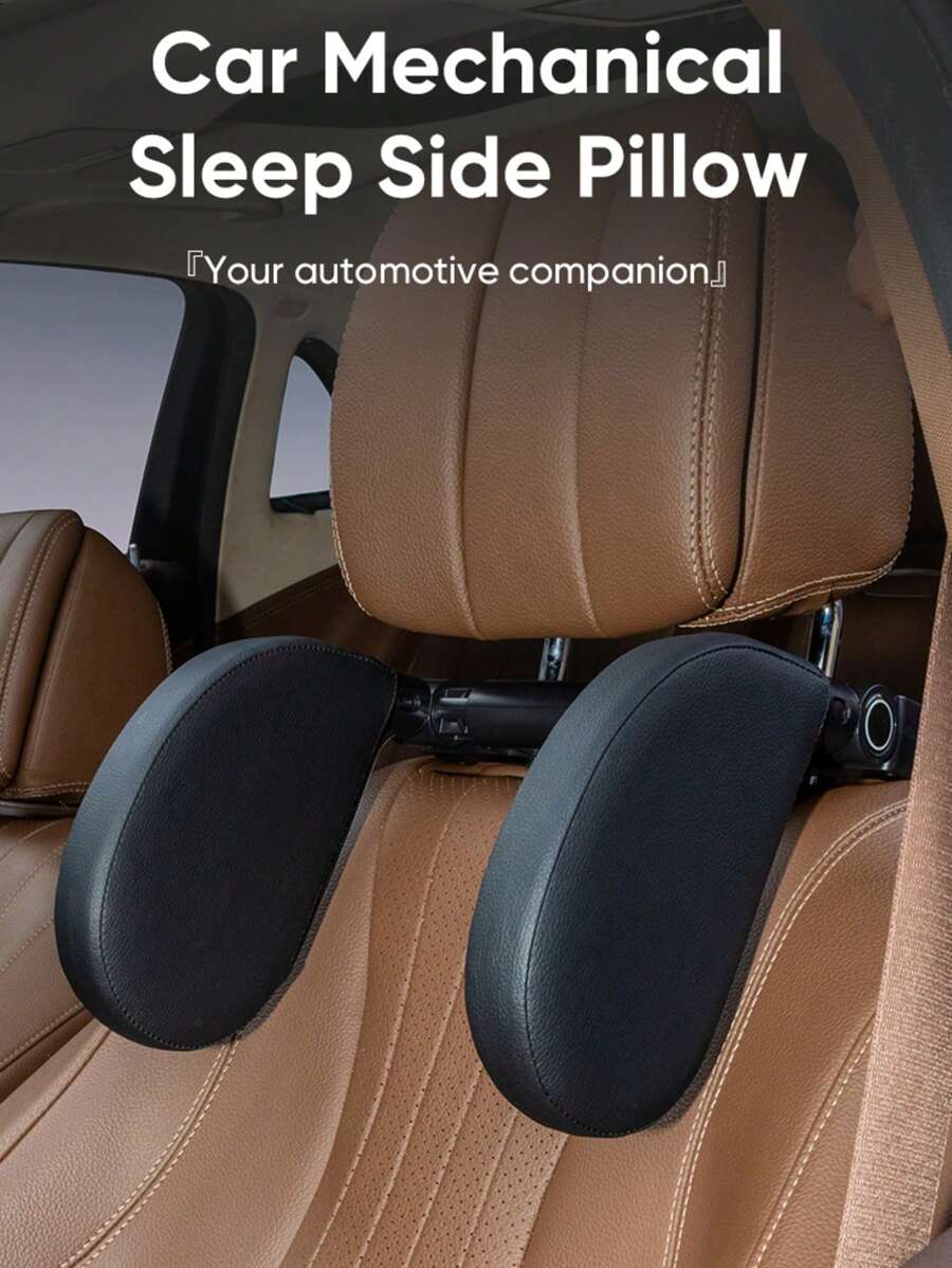 1 Set Zorunowa Solid Color PVC Leather Memory Foam Car Side Support Head Pillow Neck Pillow, Adjustable And Comfortable For Long Journeys - Multicolor - View 1