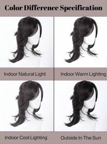 Pelucas de fibra negra de moda para hombres y mujeres, pelucas de coleta mitad recta estilo artes marciales de anime para cosplay, elegante y duradera para uso diario, festivales y Halloween