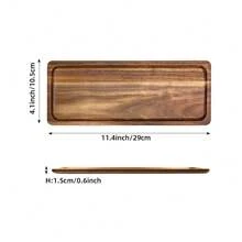 Bandeja de servir de madera de acacia natural, decoración rústica minimalista para el hogar, bandeja para sushi, pastel, pan, café, té y barbacoa