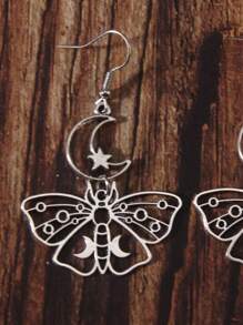 Vintage Punk Style Hollow Out Stars, Moon, Butterfly Fashion Drop Earrings For Women