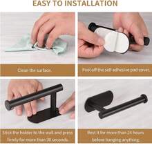 HEE RAK Wall Mounted Kitchen Roll Holder, Self Adhesive Kitchen Roll Holder Or Drilled Hole Dual Use For Kitchen Cabinet Or Bathroom - Black