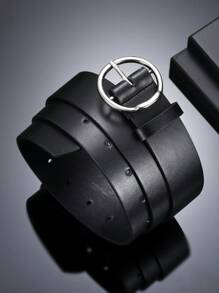 1pc Men's Casual Fashion Convex Buckle Decorated Belt - Gun Black Buckle - View 11