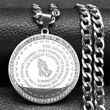 Bible Lords English Serenity Prayer Hand Pendant Necklace For Women Men Stainless Steel Blessing Chain Jewelry - Necklace - View 9