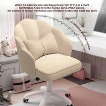 [Springtok]Office Chair Cute Petal Desk Chair, Modern Fabric Home Butterfly Chairs Height Adjustable Chair Makeup Chairs Computer Chairs - Pink and White - View 8
