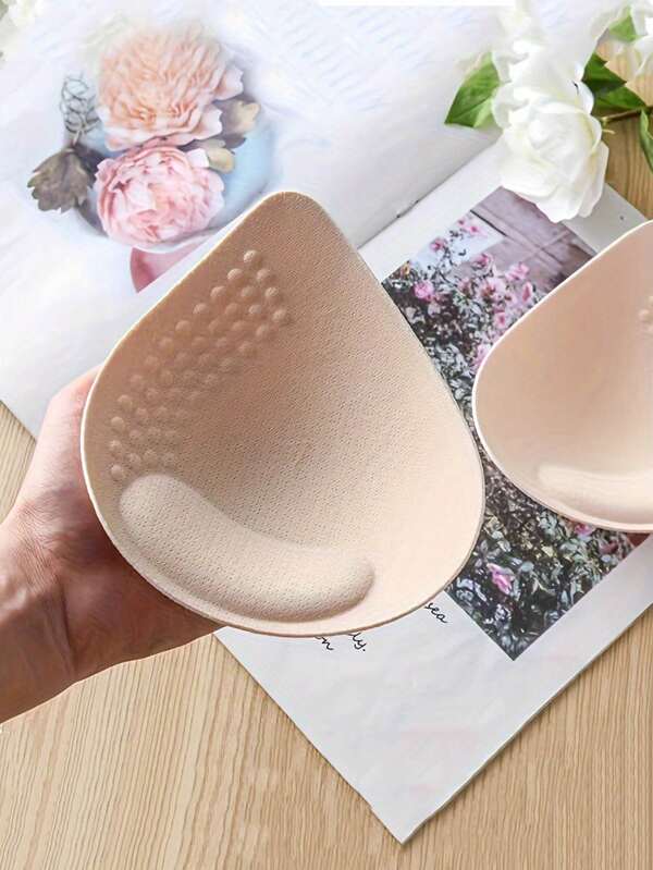 2pcs Reusable Latex Drop Bra Inserts, Invisible Anti-Bulge Chest Enhancement Pads, Women's Lingerie & Yoga Bra Accessories, Nylon Spandex Blend, Hand Wash Only, Discreet Breast Covers | Soft Texture Pads | Spandex Blend Fabric