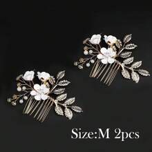 2/3/4 piezas Pasador de pelo con flores y perlas de imitación para mujer, y 1 peineta para bodas, fiestas, tocados estilo bohemio