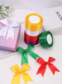 5 rollos de cinta de satén, de 4 cm de ancho, cinta para envolver regalos de Navidad, adecuada para rosas DIY, Halloween, decoraciones con cintas, embalaje de pasteles y regalos, lazos para bodas y fiestas, manualidades, costura y suministros de bordado