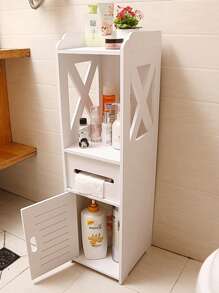 1pc Toilet Storage, Small Bathroom Storage For Half Bathroom, Small Bathroom Storage For Tiny Spaces, Little Shelf For Bedroom, Narrow Toilet Paper Cabinet For Restroom Home Bathroom Decor Bathroom Organizer Back To School