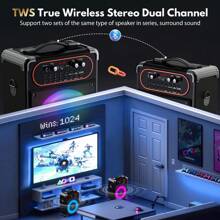 Máquina de karaoke JYX con 2 micrófonos, altavoz portátil Bluetooth 5.3 para eventos al aire libre, reuniones y fiestas, sistema de sonido con ajuste de eco para adultos, compatible con conexión de TV mediante auxiliar.