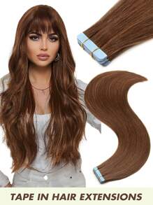 20pcs Tape-In Hair Extensions, Real Human Hair, Salon-Grade Straight Hair, Seamless Adhesive, Double-Sided Tape, Invisible Hair Extensions