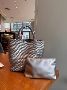 2025 Spring Fashion Soft Leather Bucket Bag Tote Shoulder Large Bag Woven Cross Border Dumpling Bag Niche Design European And American Vintage Japanese Korean Large Capacity Handbag Tote Shopping Bag - Multicolor - View 11