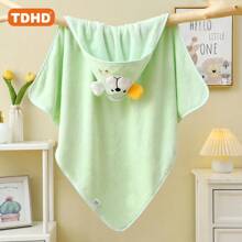 TDHD 1 Pc Children Solid Color Coral Velvet Embroidered Bath Towel, Soft, Skin-Friendly, Absorbent, Quick Drying, Easy To Clean Coral Velvet Bathrobe Suitable For Home Use - Multicolor - View 9