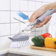 Slouchy Dishwashing Brush, Soap Dispenser Scrubber Brush, Self-Filling Long Handle Pot Scrubber Brush Kitchen Scrubber Brush Crafts Non-Stick Oil Scrubber Brush Cleaning Brush, Hydraulic Leak Proof Sealed Pot Brush, Replaceable Brush Heads And Sponge Heads, 2025 New Kitchen Dish Brushes, Efficient Kitchen Cleaning Tools