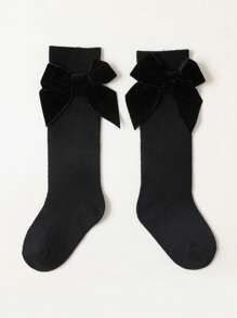 1 Pair Girls Mid-Calf Socks With Bow Decor, Cute Butterfly Lace Crew Socks, Versatile For Daily Wear, Summer - Red - View 20