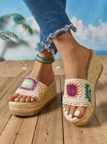 Sandales à plateforme de style bohème pour femmes, mules de plage . Convient pour le port quotidien, les fêtes, les mariages et divers festivals