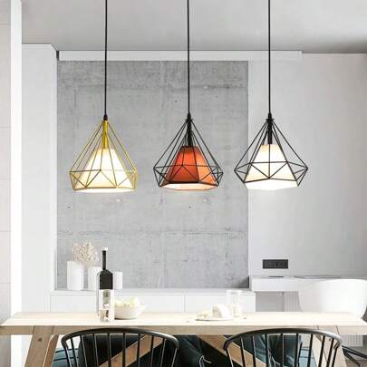 1 יחידה נורדי וינטג' אור תליון יצירתי, אור תליית ראש יחיד למסדרון, סלון, חדר אוכל, אור תליון יהלום מודרני מינימליסטי, נורה לא כלולה