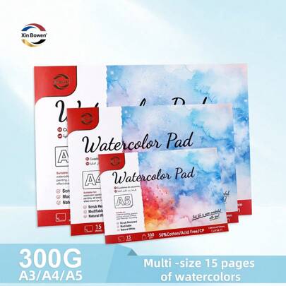 Xin Bowen 300GSM Watercolor Pad Easy Tear Off Paper No Acid Cold Press Artist Level Painting Book Drawing Medium