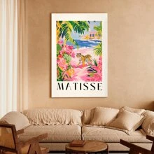 1pc Framed Canvas Poster, Beachy Decor, Tiger Art Print, Pink Dopamine Wall Art Canvas Paintings, Ideal Gift For Bedroom Living Room Corridor, Wall Art, Room Decoration