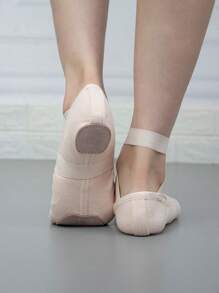 Wuyuan Light Pink 4-Way Stretch Canvas Ballet Shoes With Lining, Single Elastic Strap, Three Wearing Styles, And Drawstring-Free Design
