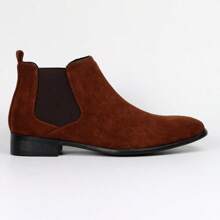 Solid Color Small Square Toe Versatile Men's Short Boots - 黑色 - 查看 4