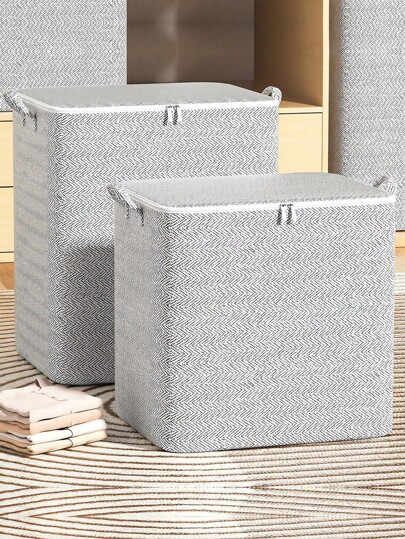 1 pieza Bolsa de almacenamiento de armario de tela, organizador de gran capacidad de tela no tejida con cierre de cremallera, a prueba de agua para ropa de cama y ropa