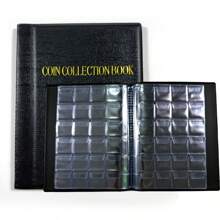 1 英镑小硬币硬币相册，硬币收藏书夹，大容量皮革封面，带金箔压花，适合收藏家，美国硬币，一分钱，一分硬币，一角硬币，五分钱硬币，四分之一美元硬币，小徽章，纪念币收纳盒 30 毫米，返校，秋季装饰，秋季装饰，圣诞节礼物，万圣节礼物 - 彩色 - 查看 1