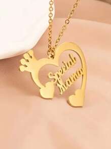 A Custom Matching Couple Name Necklace With Personalized Names, Designed As A Crown And Heart, Suitable For Weddings, Daily Wear And Mother's Day Gifts