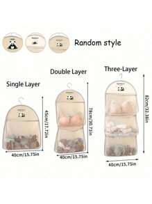 1个熊猫主题尼龙悬挂式收纳袋，适用于内衣和袜子 - 透气网布，可壁挂或门挂，多隔层设计，是卧室、浴室和厨房的理想之选，便携式衣柜袜子内衣悬挂式收纳网袋 - 彩色 - 查看 15