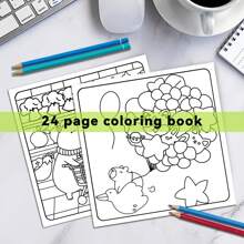 1 pieza Libro para colorear para adultos con tema de capibara, papel talla grande grueso actualizado de 120g, edición 2025, 7.9*7.9 pulgadas, 24 páginas, impresión de un solo lado, patrones detallados, regalo ideal para el Día de San Valentín, cumpleaños, Pascua y otras fiestas, una excelente manera de relajarse